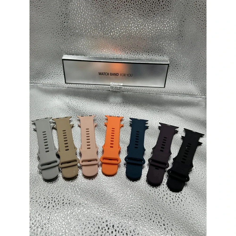 7 Pack Silicone Sport‎ Bands for Apple Watch 42/44/45/46/49mm Multi Color Set